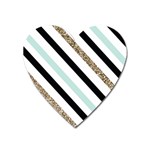 Pattern, Black, Blue, Gold, Lines, Stripes Heart Magnet