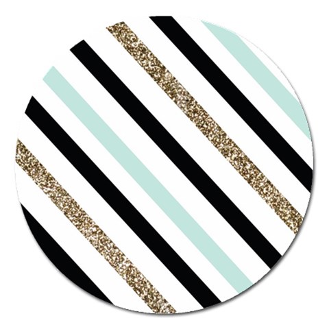 Pattern, Black, Blue, Gold, Lines, Stripes Magnet 5  (Round) from ArtsNow.com Front