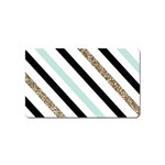 Pattern, Black, Blue, Gold, Lines, Stripes Magnet (Name Card)