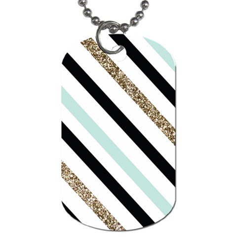 Pattern, Black, Blue, Gold, Lines, Stripes Dog Tag (One Side) from ArtsNow.com Front