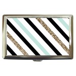 Pattern, Black, Blue, Gold, Lines, Stripes Cigarette Money Case