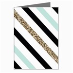 Pattern, Black, Blue, Gold, Lines, Stripes Greeting Card