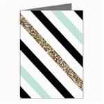 Pattern, Black, Blue, Gold, Lines, Stripes Greeting Cards (Pkg of 8)