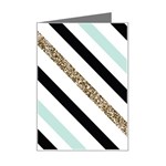 Pattern, Black, Blue, Gold, Lines, Stripes Mini Greeting Card