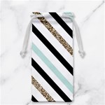 Pattern, Black, Blue, Gold, Lines, Stripes Jewelry Bag