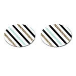 Pattern, Black, Blue, Gold, Lines, Stripes Cufflinks (Oval)