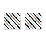 Pattern, Black, Blue, Gold, Lines, Stripes Cufflinks (Square)