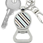 Pattern, Black, Blue, Gold, Lines, Stripes Bottle Opener Key Chain