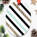 Pattern, Black, Blue, Gold, Lines, Stripes Oval Ornament (Two Sides)