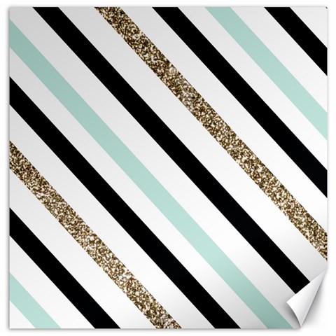 Pattern, Black, Blue, Gold, Lines, Stripes Canvas 12  x 12  from ArtsNow.com 11.4 x11.56  Canvas - 1