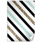 Pattern, Black, Blue, Gold, Lines, Stripes Canvas 24  x 36 