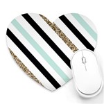 Pattern, Black, Blue, Gold, Lines, Stripes Heart Mousepad