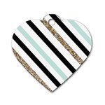 Pattern, Black, Blue, Gold, Lines, Stripes Dog Tag Heart (Two Sides)