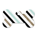 Pattern, Black, Blue, Gold, Lines, Stripes Dog Tag Bone (Two Sides)