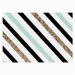 Pattern, Black, Blue, Gold, Lines, Stripes Large Glasses Cloth