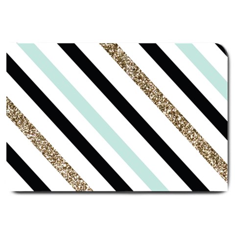 Pattern, Black, Blue, Gold, Lines, Stripes Large Doormat from ArtsNow.com 30 x20  Door Mat