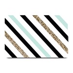 Pattern, Black, Blue, Gold, Lines, Stripes Plate Mats