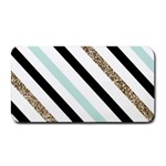 Pattern, Black, Blue, Gold, Lines, Stripes Medium Bar Mat