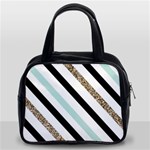 Pattern, Black, Blue, Gold, Lines, Stripes Classic Handbag (Two Sides)