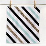 Pattern, Black, Blue, Gold, Lines, Stripes Face Towel