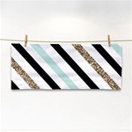 Pattern, Black, Blue, Gold, Lines, Stripes Hand Towel