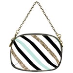 Pattern, Black, Blue, Gold, Lines, Stripes Chain Purse (One Side)