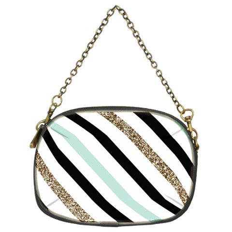 Pattern, Black, Blue, Gold, Lines, Stripes Chain Purse (Two Sides) from ArtsNow.com Front