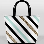 Pattern, Black, Blue, Gold, Lines, Stripes Bucket Bag