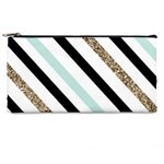 Pattern, Black, Blue, Gold, Lines, Stripes Pencil Case