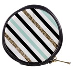 Pattern, Black, Blue, Gold, Lines, Stripes Mini Makeup Bag