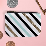 Pattern, Black, Blue, Gold, Lines, Stripes Mini Coin Purse