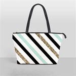 Pattern, Black, Blue, Gold, Lines, Stripes Classic Shoulder Handbag