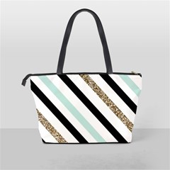 Pattern, Black, Blue, Gold, Lines, Stripes Classic Shoulder Handbag from ArtsNow.com Back