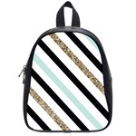 Pattern, Black, Blue, Gold, Lines, Stripes School Bag (Small)