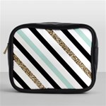 Pattern, Black, Blue, Gold, Lines, Stripes Mini Toiletries Bag (One Side)