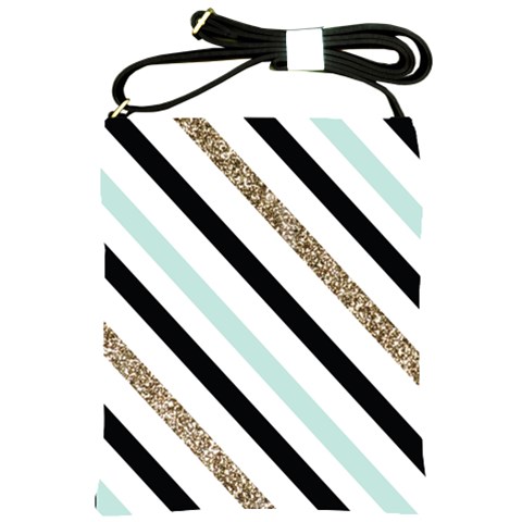 Pattern, Black, Blue, Gold, Lines, Stripes Shoulder Sling Bag from ArtsNow.com Front