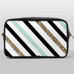 Pattern, Black, Blue, Gold, Lines, Stripes Toiletries Bag (One Side)