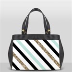 Pattern, Black, Blue, Gold, Lines, Stripes Oversize Office Handbag