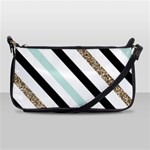 Pattern, Black, Blue, Gold, Lines, Stripes Shoulder Clutch Bag