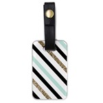 Pattern, Black, Blue, Gold, Lines, Stripes Luggage Tag (one side)