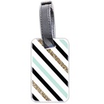 Pattern, Black, Blue, Gold, Lines, Stripes Luggage Tag (two sides)