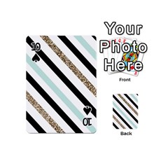 Pattern, Black, Blue, Gold, Lines, Stripes Playing Cards 54 Designs (Mini) from ArtsNow.com Front - Spade10