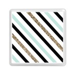 Pattern, Black, Blue, Gold, Lines, Stripes Memory Card Reader (Square)