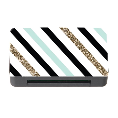 Pattern, Black, Blue, Gold, Lines, Stripes Memory Card Reader with CF from ArtsNow.com Front