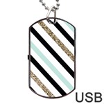 Pattern, Black, Blue, Gold, Lines, Stripes Dog Tag USB Flash (One Side)