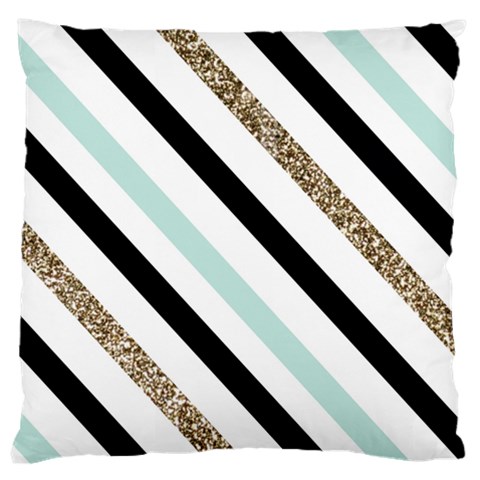 Pattern, Black, Blue, Gold, Lines, Stripes Large Cushion Case (One Side) from ArtsNow.com Front