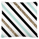 Pattern, Black, Blue, Gold, Lines, Stripes Large Cushion Case (One Side)