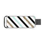 Pattern, Black, Blue, Gold, Lines, Stripes Portable USB Flash (One Side)