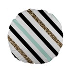 Pattern, Black, Blue, Gold, Lines, Stripes Standard 15  Premium Round Cushions