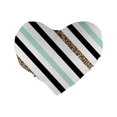 Pattern, Black, Blue, Gold, Lines, Stripes Standard 16  Premium Heart Shape Cushions from ArtsNow.com Back